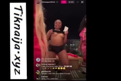 Instagram baddie showing her boobs jumping on live video